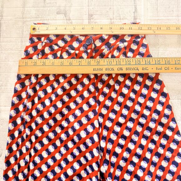 Corey Lynn Calter Flowy Pleated Pants Bold Print Wide Leg Rayon Trousers Sz XS - Picture 8 of 9